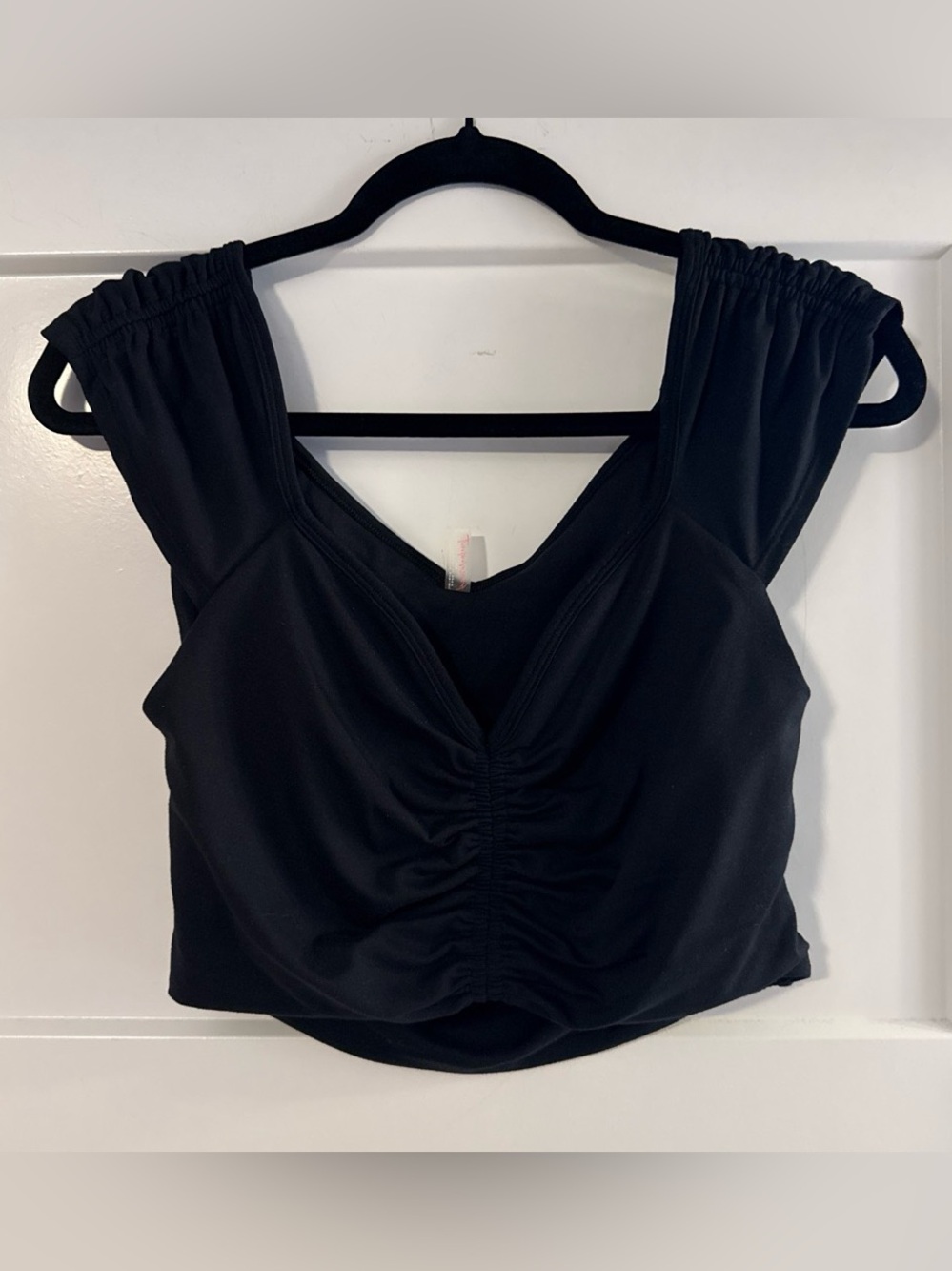 FP Movement Ruched V-Neck Black Women's Top